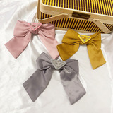 Korean style elegant bow hair clip simple fashion girl P home triangle mark spring clip top clip ins net red vintage