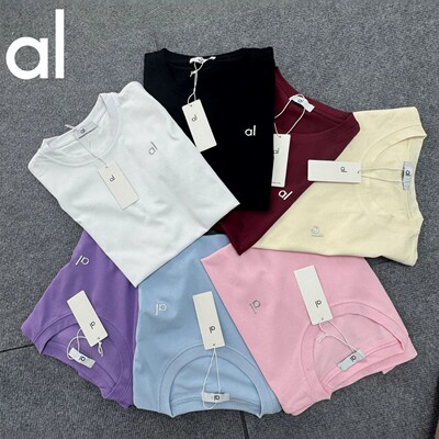 Cross-border Alo0 Heavyweight Cotton Threaded T-Shirt Simple Summer Versatile Loose Casual Steel Seal Short Sleeve