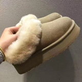 women's winter new tatzler sheepskin fur loafers flip wool non-slip warm high sole snow boots UGG