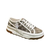 Gucci 1977 Thick Sole Embroidered Canvas White Shoes New Lace Up Plaid Thick Sole Lace Up Round Toe Couple Men and Women Shoes