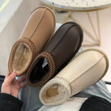 Crazy Horse Folk Style Shallow Tasman Snow Cotton Winter Warm Padded Fleece Thick Sole Flip Flops UGG