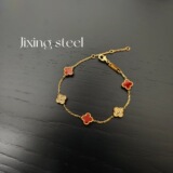 Van cleef Luxury Edition Light Luxury Mini Four Leaf Clover Room Diamond Shell Bracelet Renaissance Light Luxury Colorful