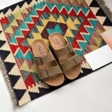 Cross-border cork bottom double belt semi-slip sandals women outer wear lazy Birkenstocks cowhide sandals manufacturers hand out UGG