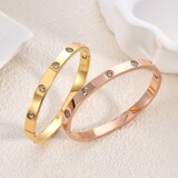 Manufacturer wholesale Cartier classic love series ten diamond bracelet titanium steel plated 18K nail bracelet not faded