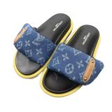 Louis Vuitton Velcro Slippers Women's Thick Influencer Flip Flops Flip Flops Fashion Couple Slippers