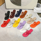 European and American TB flip-flops women summer slippersg foot flip-flops foreign trade large flat flip-flops sandals shoes