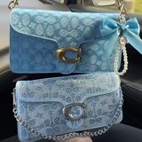 CoachTK Cross-border Women's Bag Cross-border Messenger Light Luxury Wine God Keychain Hanging Bag European and American Fashion Point Diamond Cross-border Underarm Bag