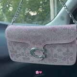 CoachTK Cross-border Women's Bag Cross-border Messenger Light Luxury Wine God Keychain Hanging Bag European and American Fashion Point Diamond Cross-border Underarm Bag
