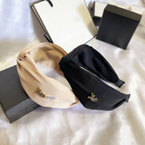 ySL Series Designer Vintage Ins Chinese Style Kink Wide Edition Solid Color Hair Card Reducing Headband Ancient Gold Female