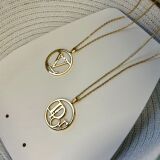 Stainless steel new letter necklace Dior brand gold pendant sweater chain waterproof color