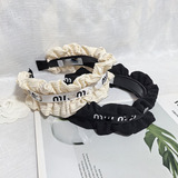 miumiu black and white lace Chanel style high headband girls spring and summer elegance net red headwear 2023 new