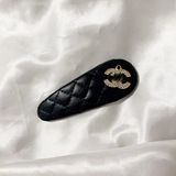chanel new head shredding hair clip vintage fashion PU leather bb clip simple net red hair clip Chanel top clip bangs clip