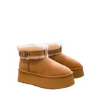 Winter warm fur leather snow boots 11cm height increase muffin ultra-light thick sole thick suede bread shoes leather fur - UGG