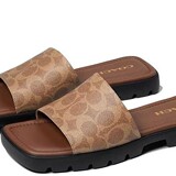 Coach Letters Floral Platform Slippers Outside Summer Flip Flops All-Match Beach Casual Fashion Lightweight Women's Shoes
