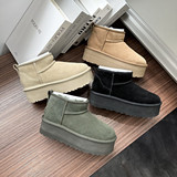 5cm Thick Sole Short Snow Boots 2026 Winter Wool Boots Women's Sheepskin Fur All-in-One Thick Sole Week Winter Rain Thick Sole Cotton Shoes UGG