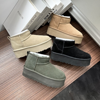 5cm Thick Sole Short Snow Boots 2026 Winter Wool Boots Women's Sheepskin Fur All-in-One Thick Sole Week Winter Rain Thick Sole Cotton Shoes UGG