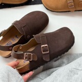 New Slip-On Bokken Flip Flops Sandals Heel Strap Two Leather Cowhide Wood Stopper Boken Shoes UGG