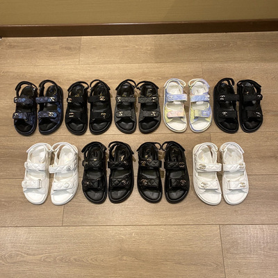 2026Chanel Hook-and-Loop Genuine Leather Platform Slide Outdoor Flat