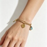 Tiffany Titanium Steel 18k Gold Blue Drip Bag Heart Key Double Layer Bracelet Women Celebrity Lady Style