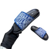 Dior European station new slippers breathable beach premium feel men's and women's slippers summer plus size non-slip denim words