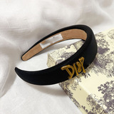 French Romantic Dior Black Set Hair Band All-Match Sponge Headband Vintage Velvet Duckbill Clip Hair Card Accessories