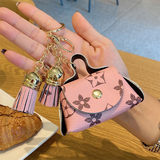 Mini leather small bag cute coin purse storage bag earphone bag old flower pendant key bag key bag women