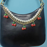Cross-border cherry pearl bag hanging key chain pendant metal extension chain simple bag chain