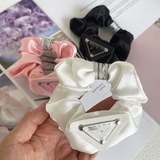 prada Elegant Satin Large Intestine Hair Circle Ins Fat Intestine Circle Letter Large Intestine Circle Korean Simple Women's Headwear