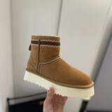 2026 new winter cross-border foreign trade genuine leather snow boots Korean ankle boots warm fleece cotton shoes fur women boots UGG