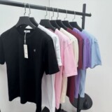 Cross-border Alo0 Heavyweight Cotton Threaded T-Shirt Simple Summer Versatile Loose Casual Steel Seal Short Sleeve