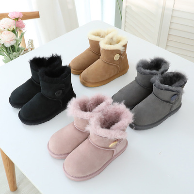 2026 new sheepskin wool one-piece snow boots women genuine leather fleece thickened short sleeve anti-slip northeastern snow cotton shoes UGG