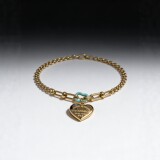 TIffany Titanium Steel 18K Gold Blue Drip Oil Love Horseshoe Bracelet Lady Celebrity Lady Style Fashion Commute All Match