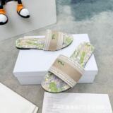 Foreign Trade Dior Embroidery Slippers Red Fashion Casual Sheepskin Slippers