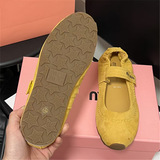 Miumiu25 New Hook-and-Loop Genuine Leather Flats Flat
