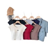 alo autumn winter short sleeve alo early autumn grinding fur short sleeve small fly sleeve suspender vest top letter one-piece cup