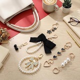 New Faux Pearl Large Bow Bag Charm Pendant Creative Handmade Colorful Ribbon Knot Keychain