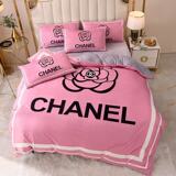 Dior Foreign Trade Fashion Brand Light Luxury Premium Ice Silk Four-Piece Set Washed Silk Quilt Cover Bed Sheet Bed Sheet Big Brand Exit