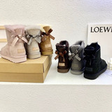 2026 Winter Classic Single Silk Strap Wool Snow Boots Sheepskin Fur All-In-One Women's Low Tube Bow Knot Warm Cotton Boots UGG