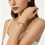 Tiffany Titanium Steel 18k Gold T Home Classic Blue Heart Asymmetric Bracelet Women Fashion Commute Versatile