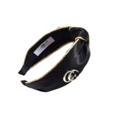 Gucci Niche Korean Style Double Gold Rim Headband Hair Clip Wide Edge Simple Sweet Cross Band Head Button Crystal Satin Pressed Headband