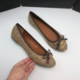 Coach foreign trade Europe and the United States 2025 new C line fabric tassel bow flat shoes comfortable bean shoes milk shoes