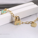 Tiffany Titanium French Elegance Home Classic Blue Drip Lock Heart Bracelet Women Sweet De-aging Style