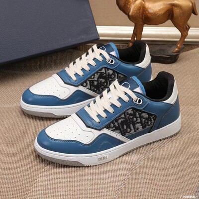 Dior Cross-border Foreign Trade Men's Shoes Fashion Versatile Sneakers Casual Color Block Genuine Leather Skate Shoes