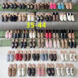 Gucci foreign trade real wool slippers women outerwear flat mule bag toe half slippers Gucci horse buckle small leather shoes women
