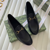 Gucci foreign trade real wool slippers women outerwear flat mule bag toe half slippers Gucci horse buckle small leather shoes women