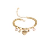 Tiffany Titanium Steel Korean Edition 18k Gold Blue Pink Drip Oil Heart Diamond Double Layer Chain Stitching Premium Bracelet Women