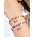 Tiffany Titanium Steel 18K Gold Blue Pink Resin Printed Love Handmade Chain Bracelet Women's Niche Premium Korean Style Hand Ornament