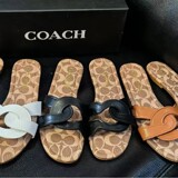 Coach Summer Flat Bottom Word Versatile Metal European and American Fashion Women Flat Bottom Fashion Versatile Classic High End