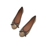 Coach foreign trade Europe and the United States 2025 new C line fabric tassel bow flat shoes comfortable bean shoes milk shoes
