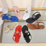 tb sandals women summer flat anti-slip soft sole fashion outerwear european and american leather plus size simple flat toe tb shoes
